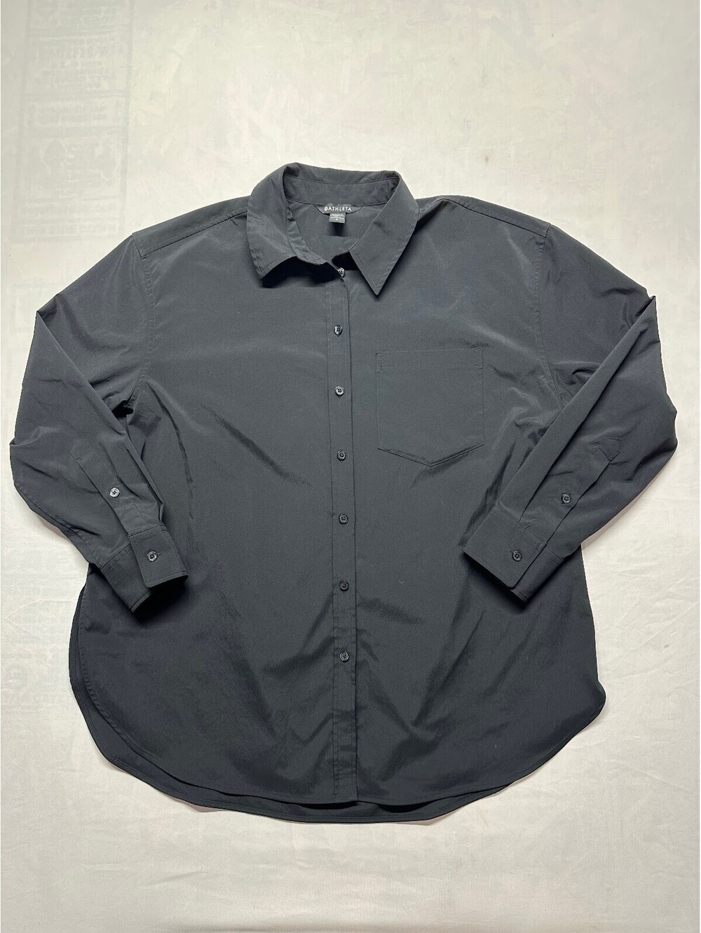 Athleta Midday Oversized Poplin Shirt Black Women's Large EUC